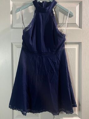 Navy Blue dress with Lace Details